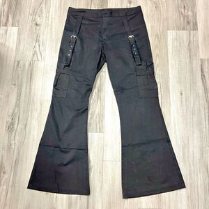 NWOT vintage y2k bondage pants black linen flare cut sz 15 by Girlfriends LA